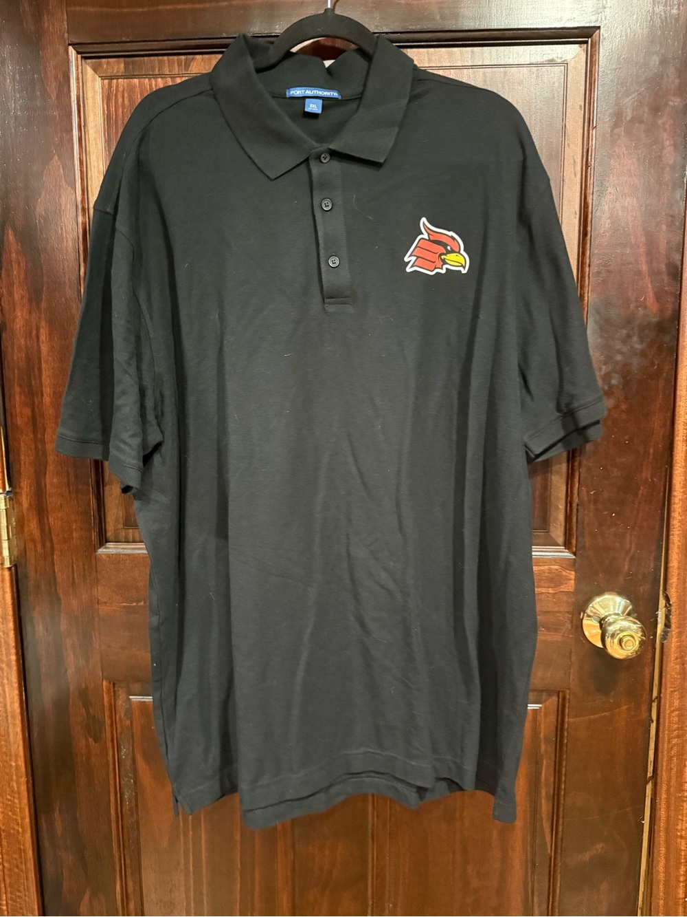 Port Authority Black Polo Shirt with Wheeling Jesuit Cardinal Logo